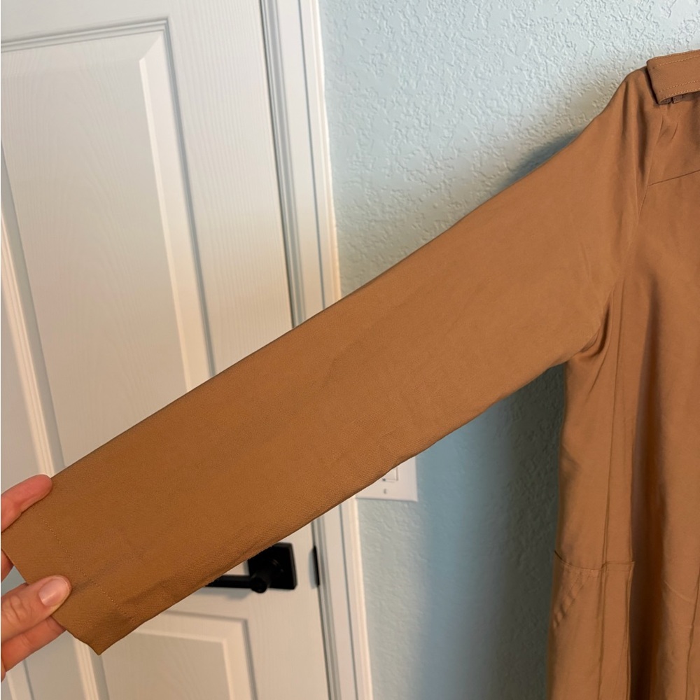 Elodie Camel Drape Trench Coat Lightweight Duster XS - Picture 3 of 6